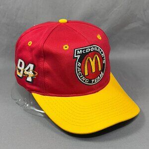 Vtg Checkered Flag Bill Elliott 94 McDonalds Racing NASCAR Snapback Hat Mens 90s